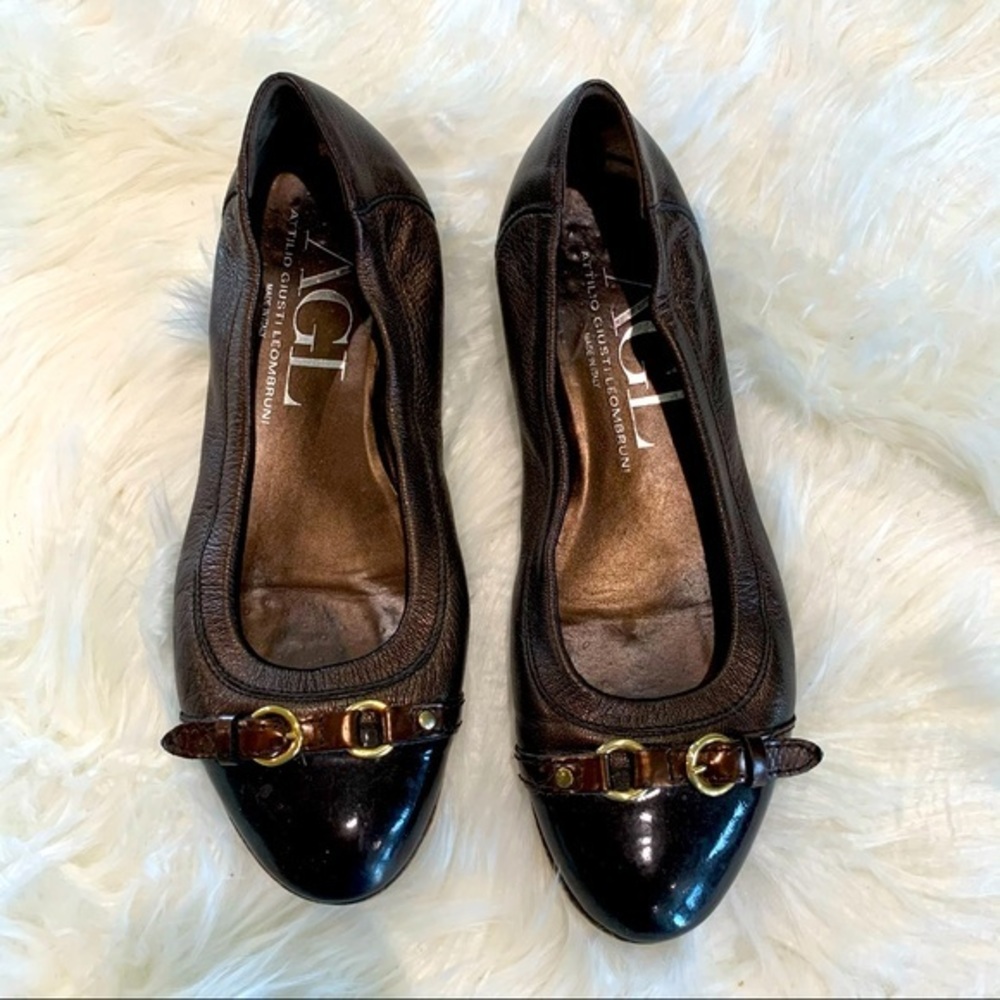 AGL brown & black flats size‎ eu 39
